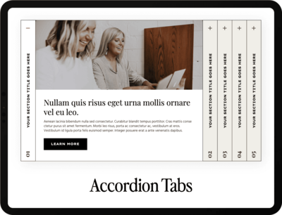 Accordion Tabs Showit Template  Add-on