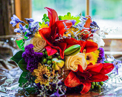 colorful bride's bouquet