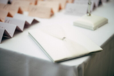 detail image of wedding reception guest book