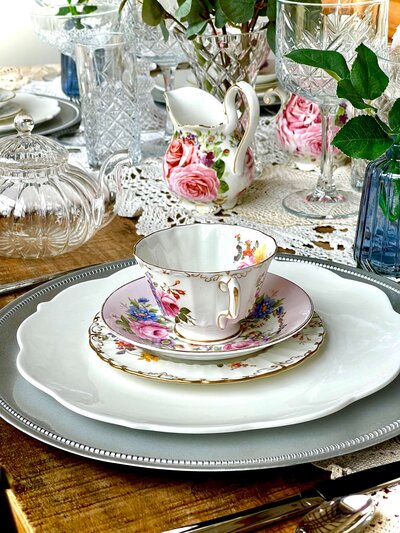 Table setting for vintage afternoon tea