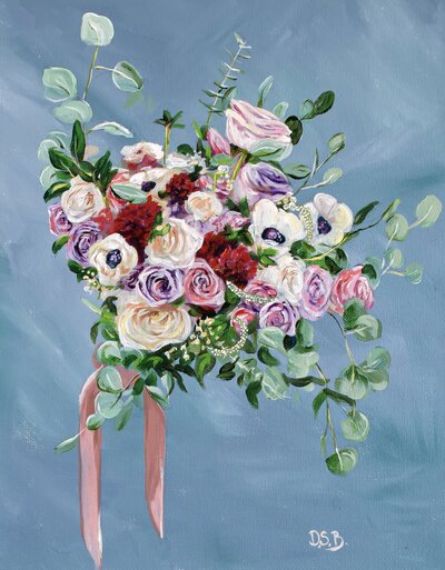 Custom painting commission of a bridal bouquet