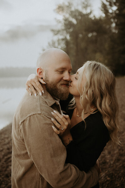 couple holding each other during a couples photo shoot in montana