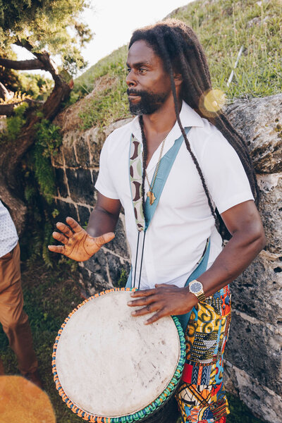 Man playing drums at wedding