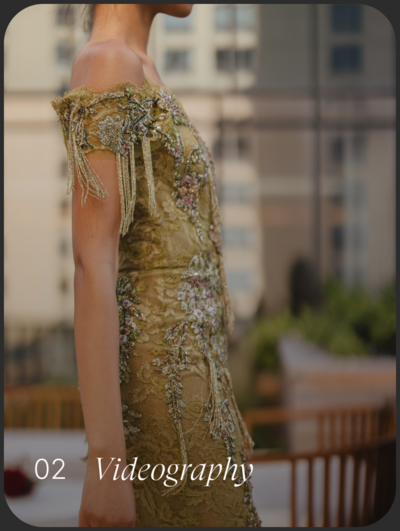 An intricately beaded yellow gown with lace professionally photographed in an outdoor setting in Chicago. 