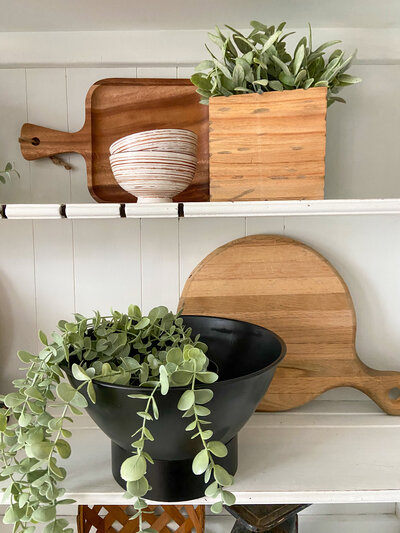decorated shelves