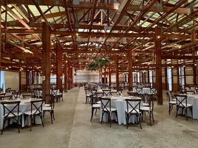 Indoor Main Reception Hall at Willstone Acres wedding venue with rustic barn