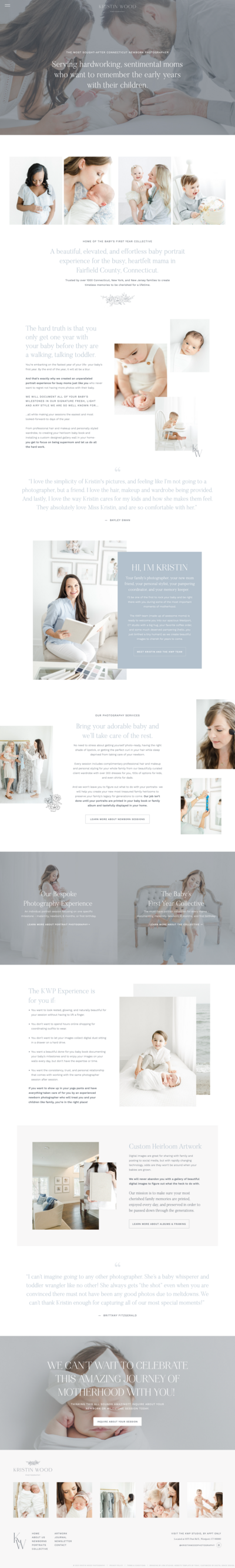 Showit Template Customization for Kristin Wood Photography, a Connecticut newborn photographer