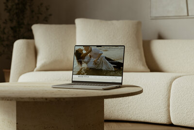 Custom Showit website design for a fine art wedding photographer featuring elegant typography and soft colors