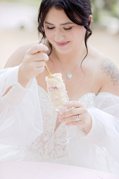 Raven styled bridal shoot at Oaks at Heavenly – Bluebonnet Field Floral, Hill Country Bridal Stylists, Bridal Connection, Robin Rogers Photography – bride in gown by natural light