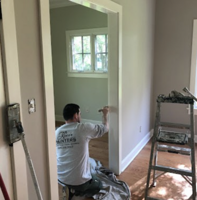 Interior bedroom freshly painted with neutral tones and clean lines