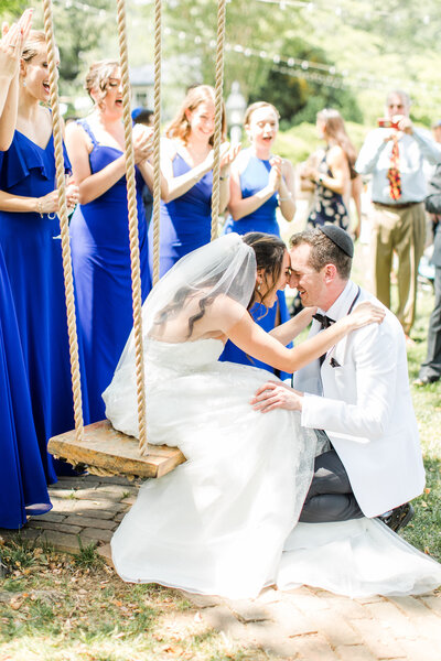 bride and groom garter toss