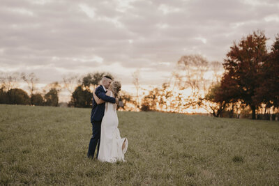 Bride and groom walking down aisle after their ceremony
