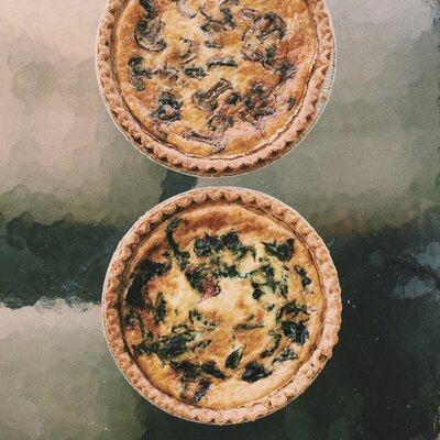 Two spinach quiche from Hillcrest Coffee