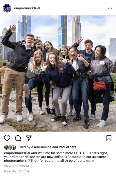Excited students exploring NYC at Empire New York