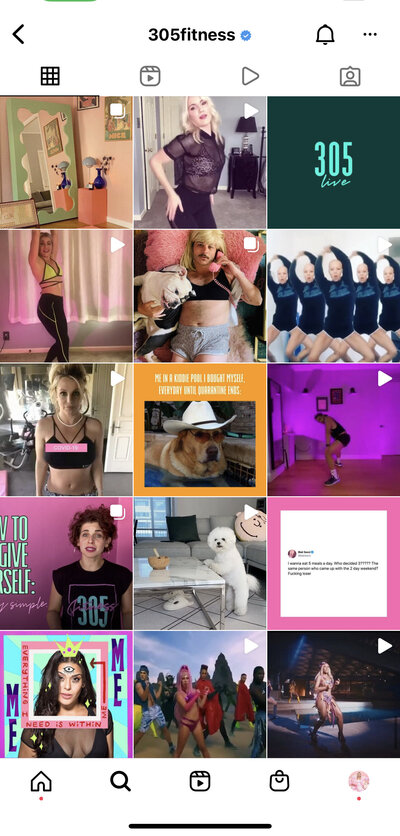 305 Fitness' Instagram grid before working with Love Social Media