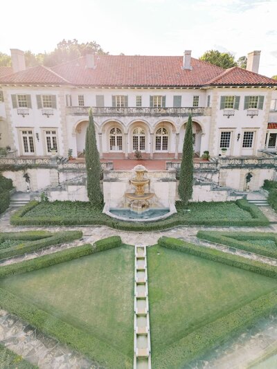 Aerial wedding photography at The Philbrook in Tulsa, OK