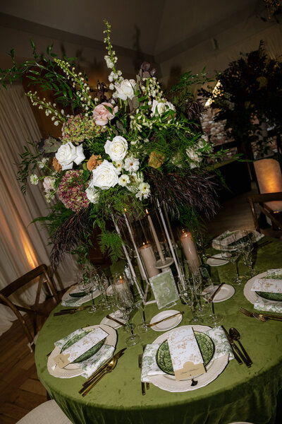 lush wedding table with velvet linens colorado 