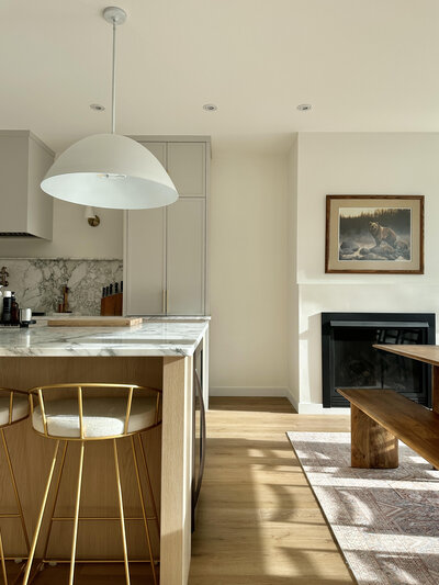 Modern European kitchen design with marble countertops by Hanbury Design Co.