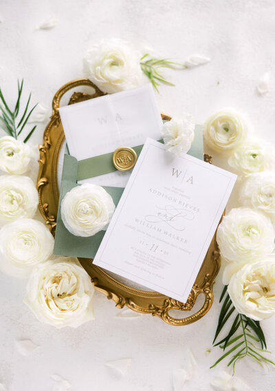 Wedding invitation flatlay