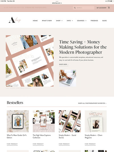 A-List Shop Templates and Tools for Photographers