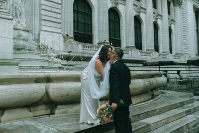 bride and groom kissing during NYC elopements shot by Elsie Goodman Photography | NYC Elopement Packages