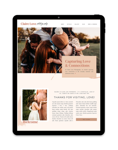 Mockup of a Showit template for photographers