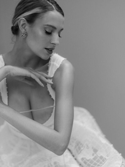 Bride in black white