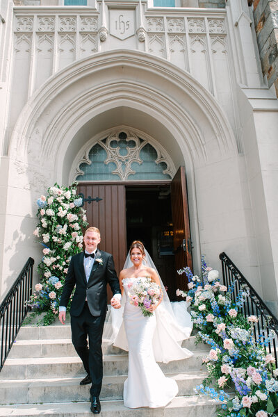 bride and groom touching foreheads