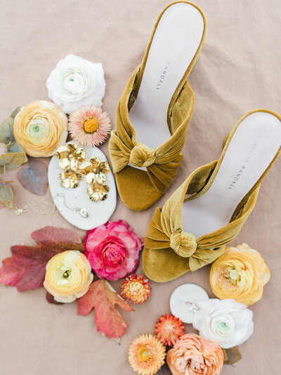 velvet mustard wedding shoes