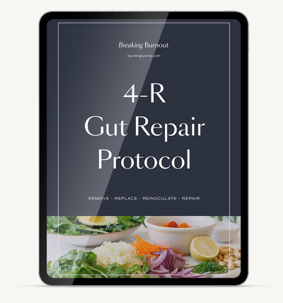 Ipad featuring Lauren's ebook, the Gut Repair protocol.