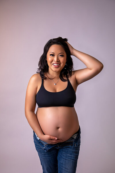 Studio Maternity Session Calvin Klein Inspiration in Decatur, TX