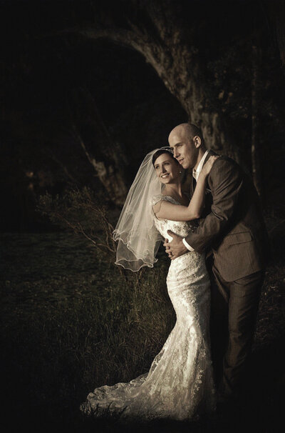 wedding couple by creek Hedlow Retreat, Rockhampton, QLD