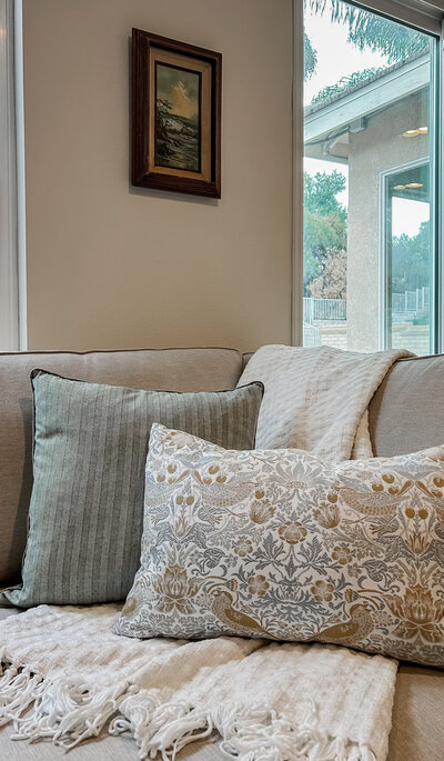 Living room styled by Sarver Lane Interiors in Murrieta, CA