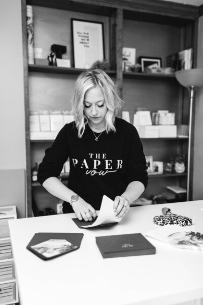 The Paper Vow owner Christy Townsend working with brides to create luxury wedding invitations