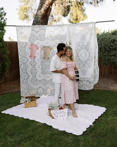 Couple capturing maternity photos in Phoenix Arizona.