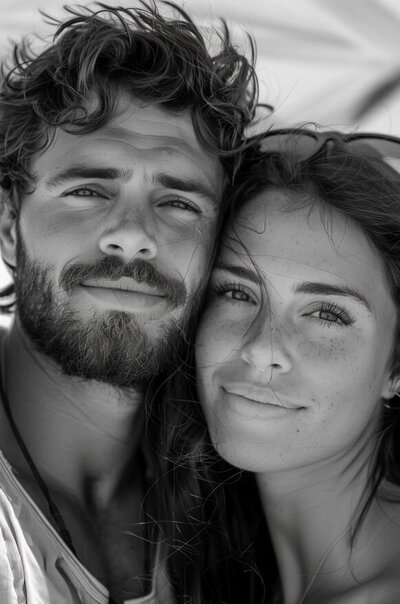 Close-up of a couple embracing and smiling softly, symbolizing renewed trust, emotional healing, and connection through couples therapy and infidelity recovery with Relationship Experts in Florida and worldwide.