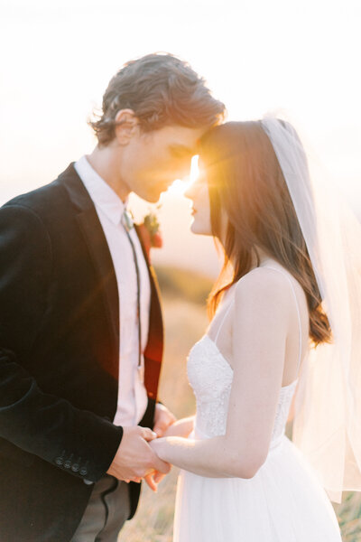 Golden Hour Elopement Photos of Bride and Groom at Max Patch in North Carolina