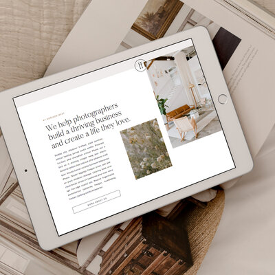 Mockup of Showit website template on an iPad