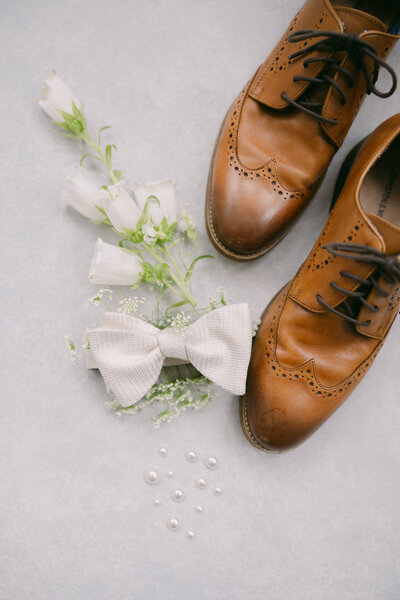 Philly wedding groom flat lay at Greenville Country Club Wilmington DE