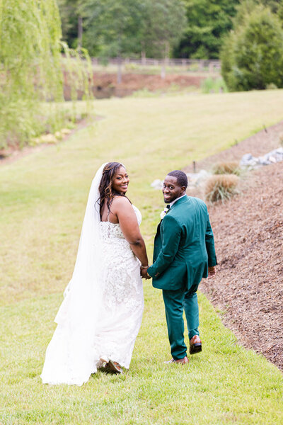 Black wedding couple at Splendor Pond Mooresville