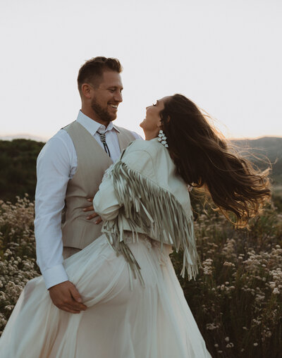 A couple dances during their western style elopement in southern California