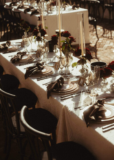 Bold and creative wedding tablescape details styled by Arizona wedding planner