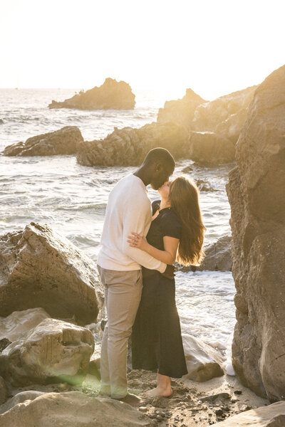 romantic moody couple photo on the beach