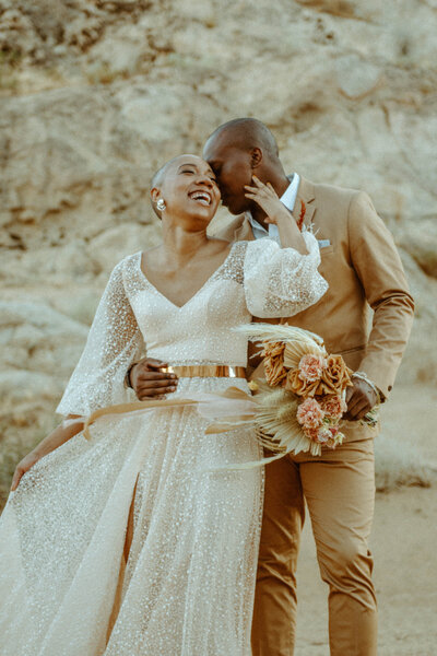 bipoc couple eloping at Moonrocks in Northern Nevada with florals from Haven Florals