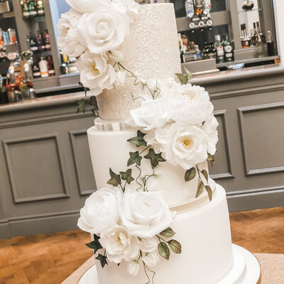 Amazing all white wedding cake Nottingham