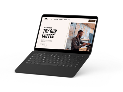 Laptop mockup for a coffee website