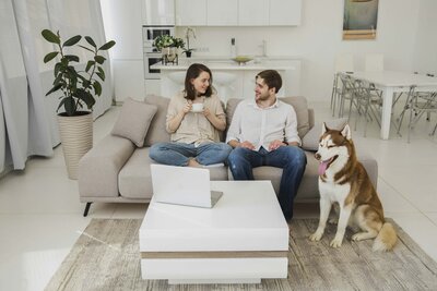 Couple sitting on the couch