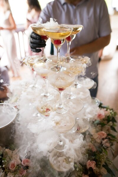 Champagne tower wedding