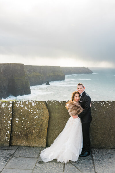 Bride and groom portrait at Ireland elopement
