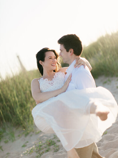 romantic savannah engagement session at tybee beach